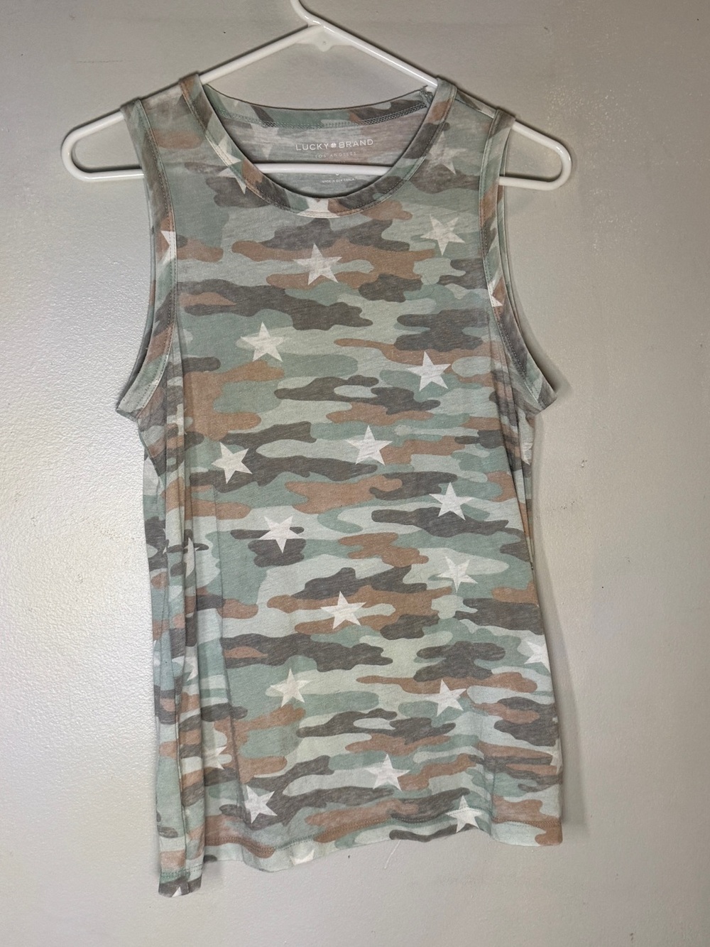 Lucky Brand Sage Camo & Star Tank